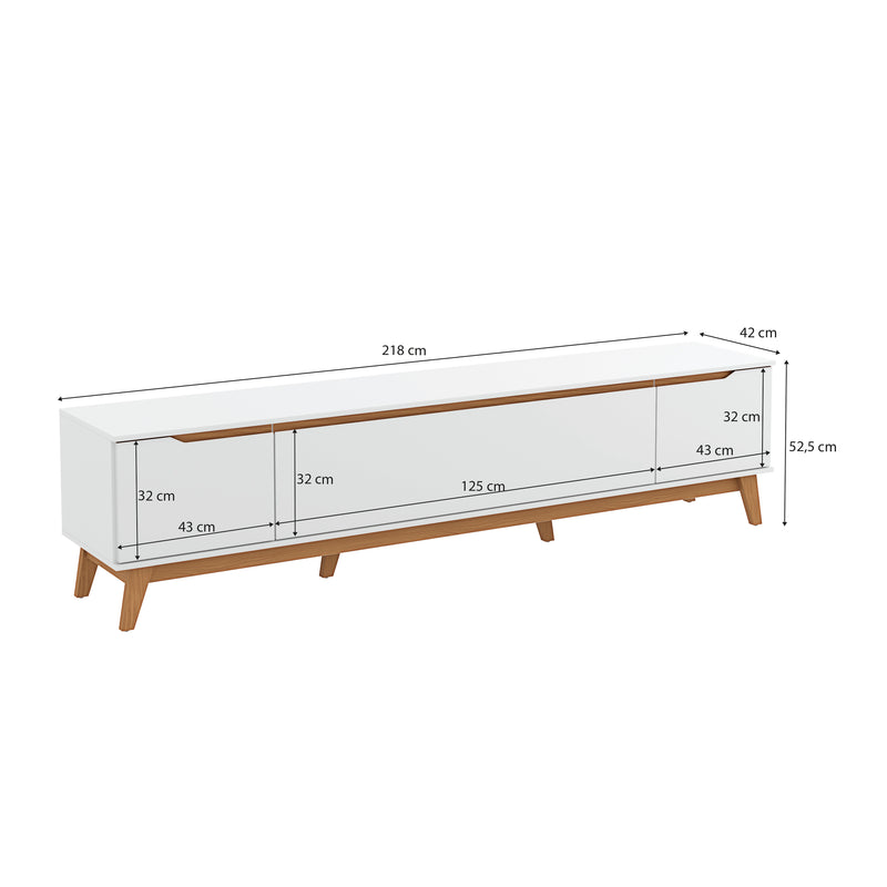 Mueble TV 85" Kappesberg 218cm con 3 Puertas Blanco