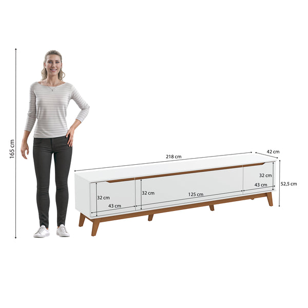 Mueble TV 85" Kappesberg 218cm con 3 Puertas Blanco