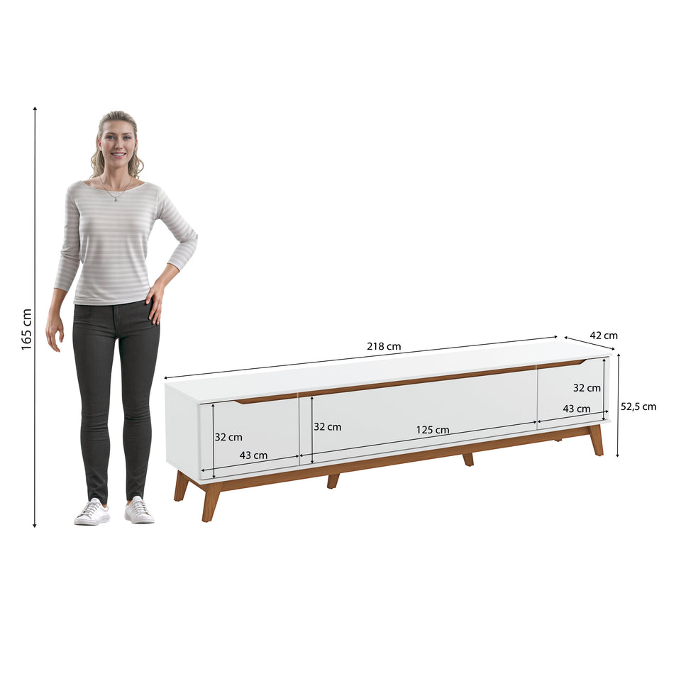 Rack TV 85" 218cm Blanco 3 Puertas Kappesberg