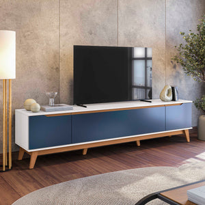 Mueble TV 85" Kappesberg 218cm con 3 Puertas Blanco/Azul