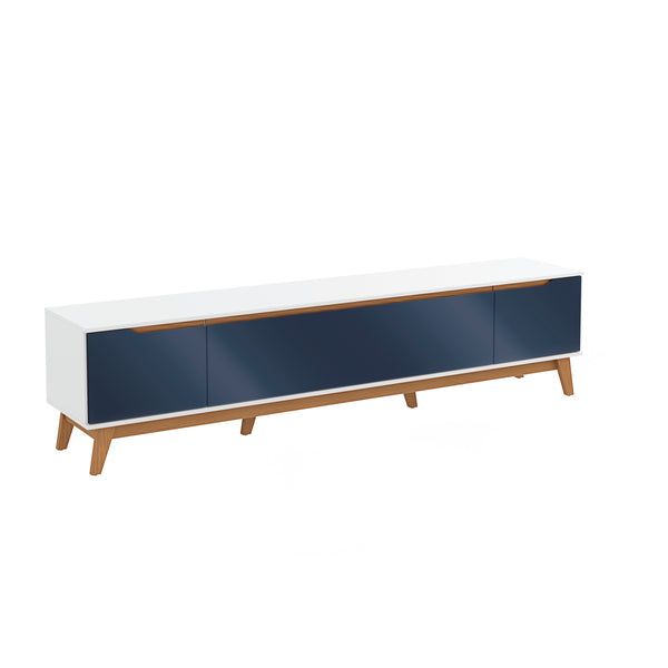 Mueble TV 85" 3 Puertas 218cm Blanco/Azul Kappesberg