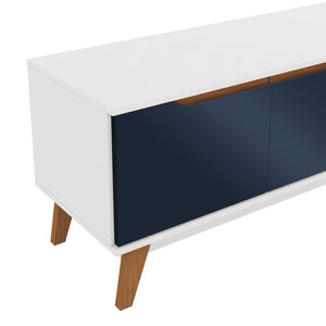 Mueble TV 85" Kappesberg 218cm con 3 Puertas Blanco/Azul