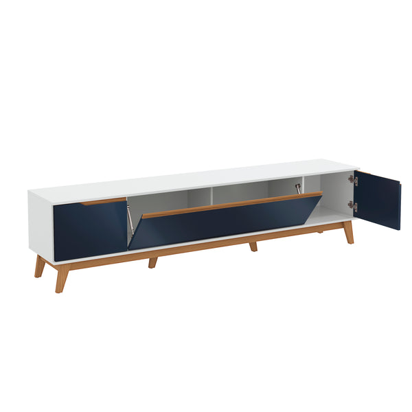 Mueble TV 85" Kappesberg 218cm con 3 Puertas Blanco/Azul
