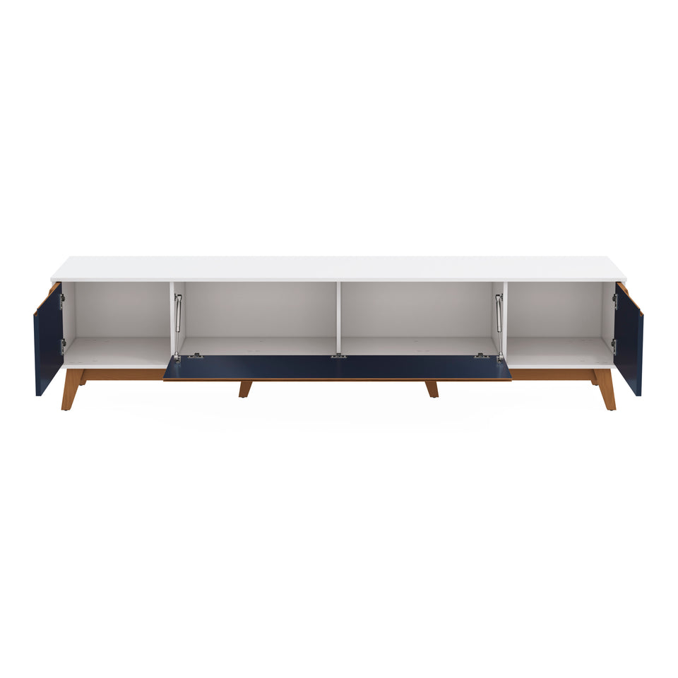 Mueble TV 85" Kappesberg 218cm con 3 Puertas Blanco/Azul