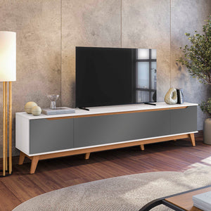Mueble TV 85" Kappesberg 218cm con 3 Puertas Blanco/Gris