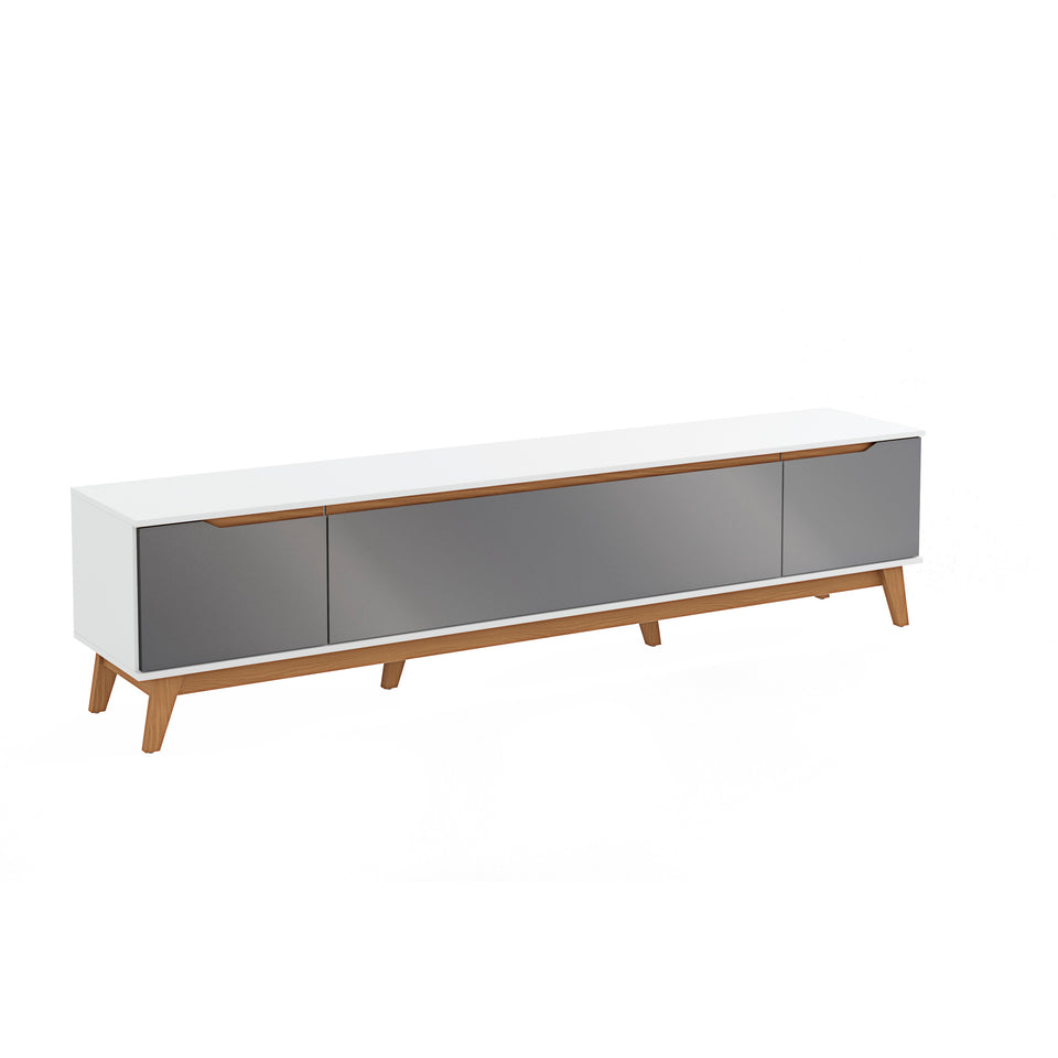 Mueble TV 85" 3 Puertas 218cm Blanco/Gris Kappesberg