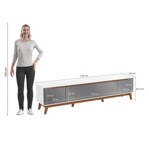 Mueble TV 85" Kappesberg 218cm con 3 Puertas Blanco/Gris