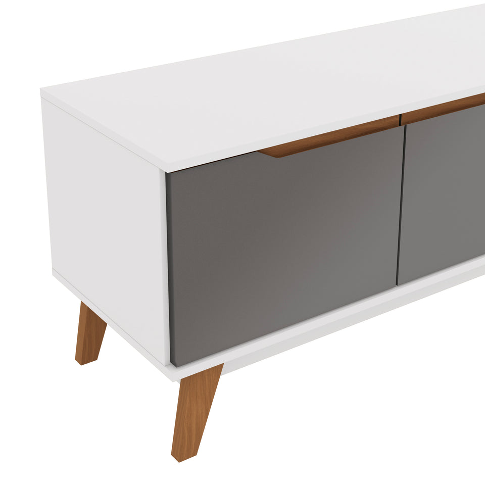 Mueble TV 85" 3 Puertas 218cm Blanco/Gris Kappesberg