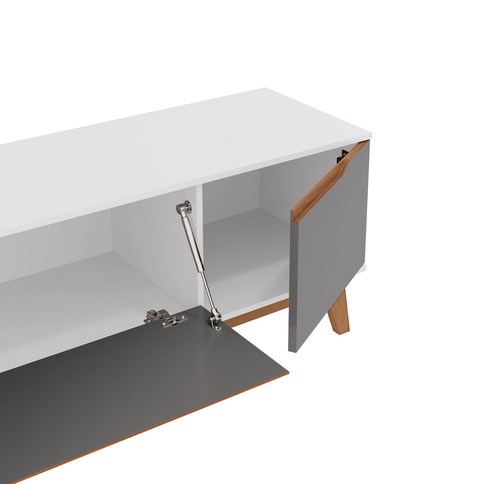 Mueble TV 85" 3 Puertas 218cm Blanco/Gris Kappesberg