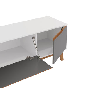 Mueble TV 85" Kappesberg 218cm con 3 Puertas Blanco/Gris