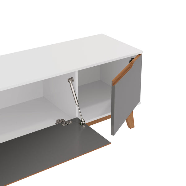 Mueble TV 85" Kappesberg 218cm con 3 Puertas Blanco/Gris