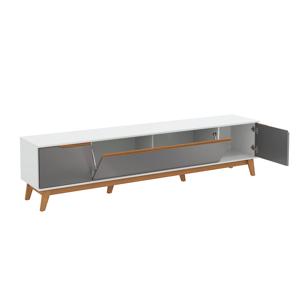 Mueble TV 85" Kappesberg 218cm con 3 Puertas Blanco/Gris