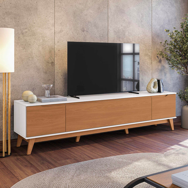 Mueble TV 85" Kappesberg 218cm con 3 Puertas Blanco/Canela
