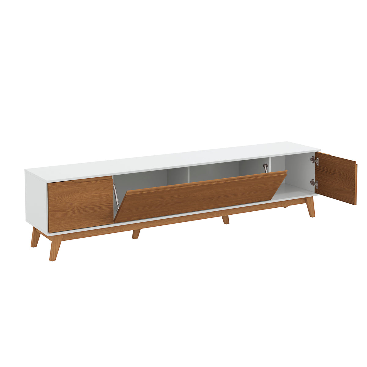 Mueble TV 85" Kappesberg 218cm con 3 Puertas Blanco/Canela