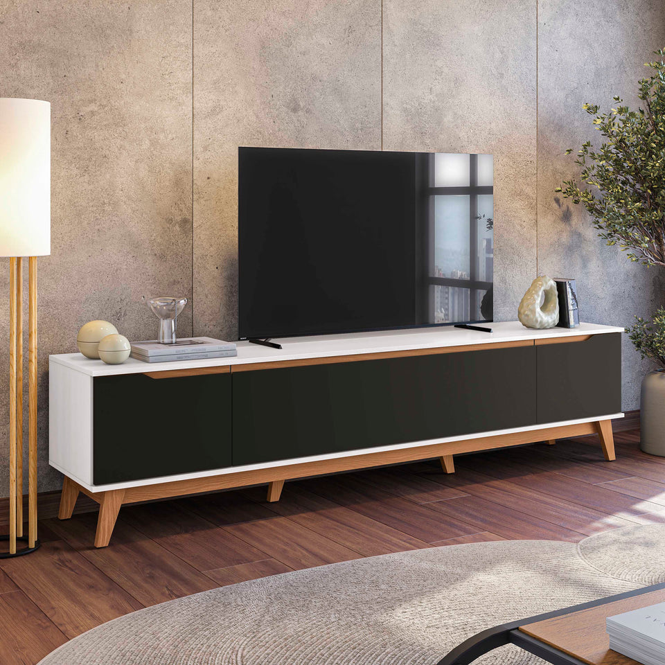 Mueble TV 85" Kappesberg 218cm con 3 Puertas Blanco/Negro