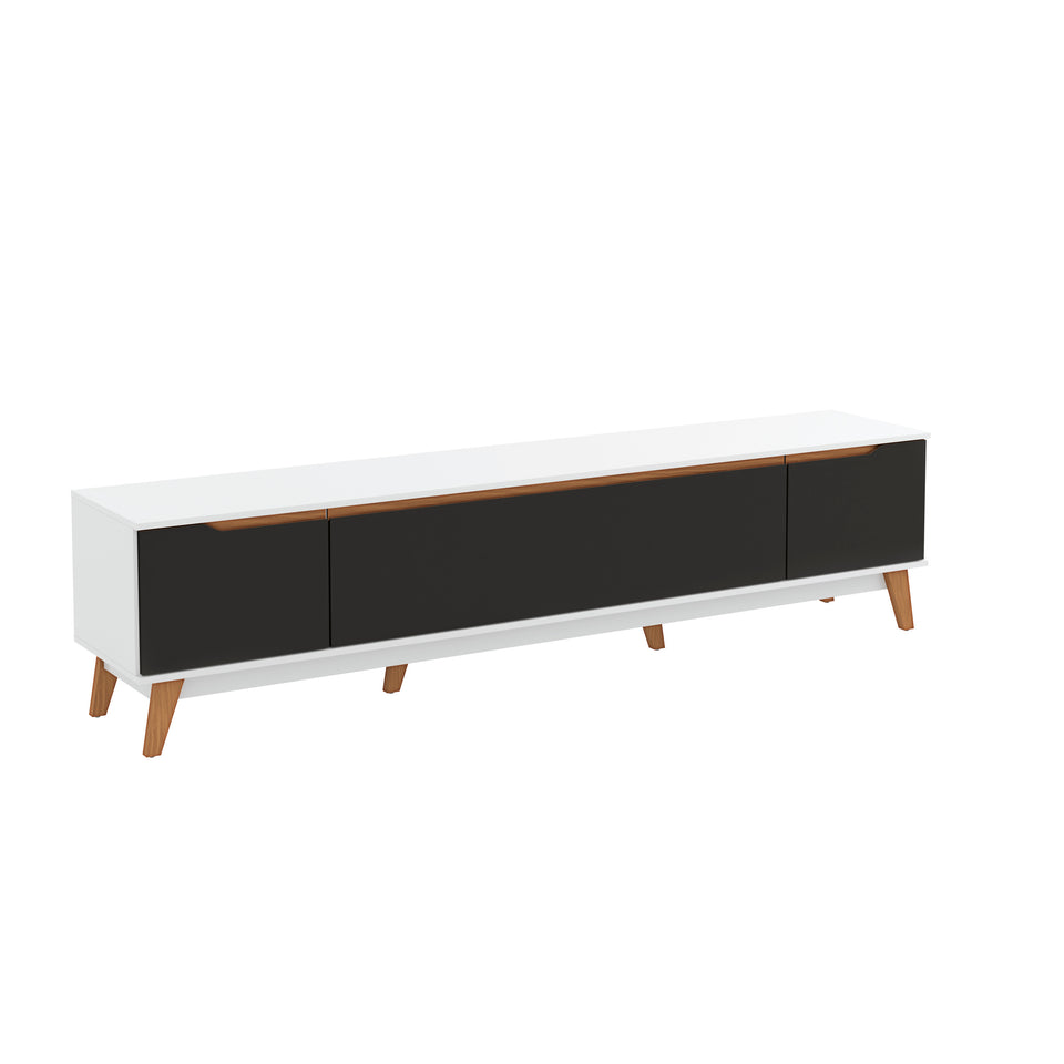 Mueble TV 85" Kappesberg 218cm con 3 Puertas Blanco/Negro