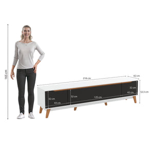 Mueble TV 85" Kappesberg 218cm con 3 Puertas Blanco/Negro