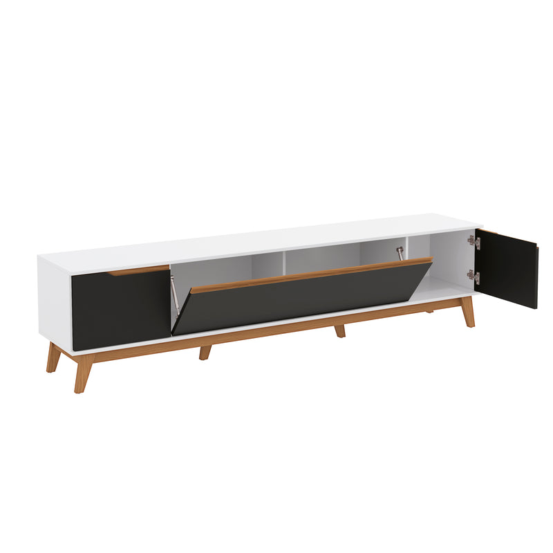 Mueble TV 85" Kappesberg 218cm con 3 Puertas Blanco/Negro