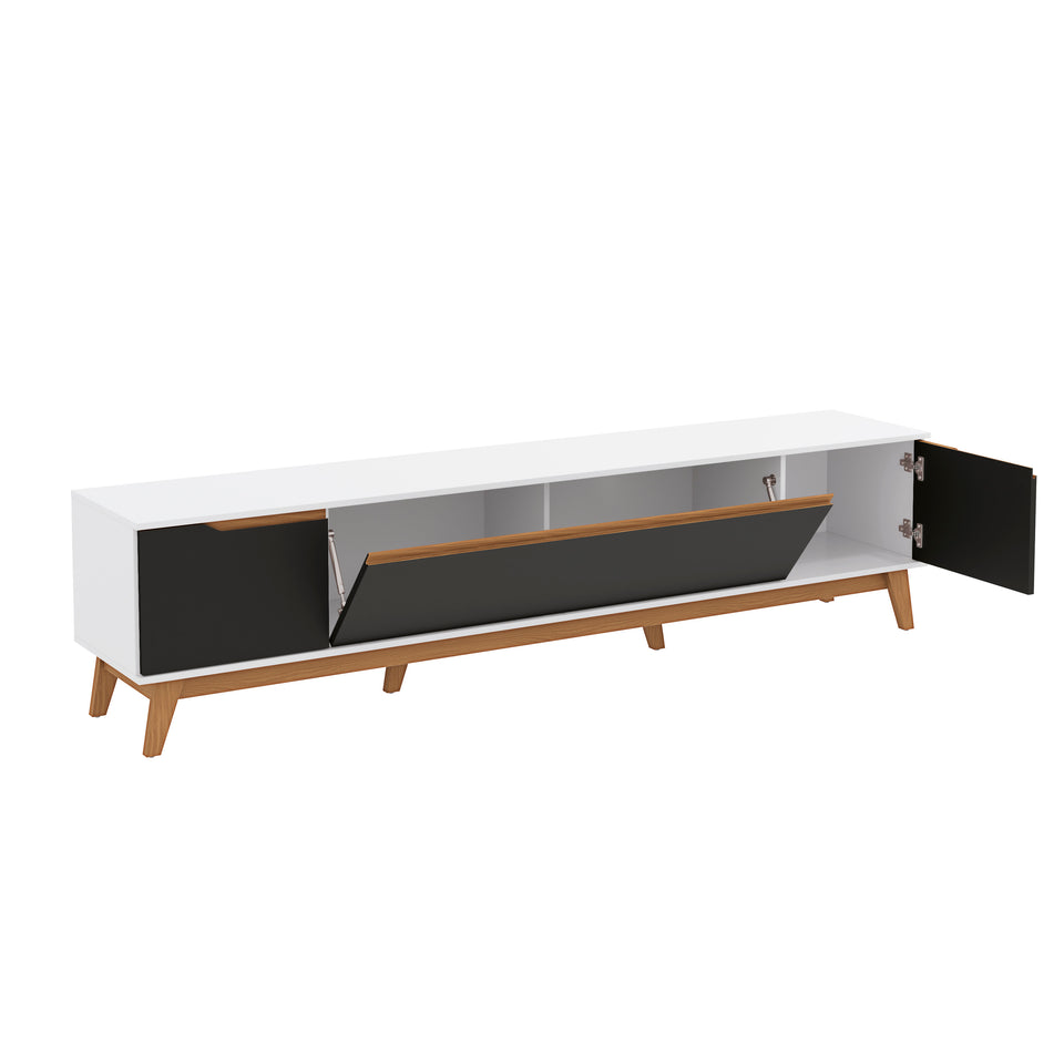 Mueble TV 85" Kappesberg 218cm con 3 Puertas Blanco/Negro