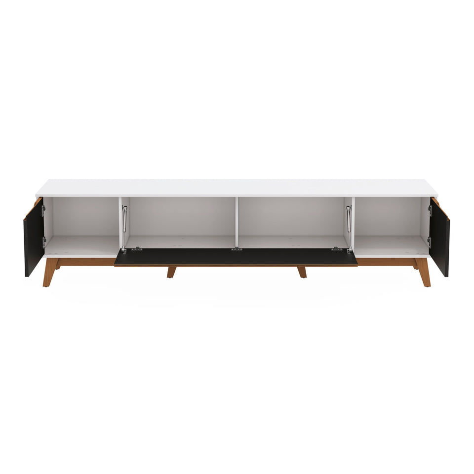 Mueble TV 85" Kappesberg 218cm con 3 Puertas Blanco/Negro