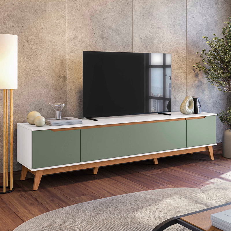 Mueble TV 85" Kappesberg 218cm con 3 Puertas Blanco/Verde