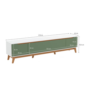 Rack TV 85" 218cm Blanco/Verde 3 Puertas Kappesberg