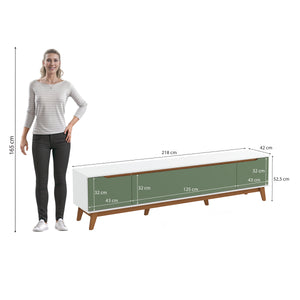 Rack TV 85" 218cm Blanco/Verde 3 Puertas Kappesberg