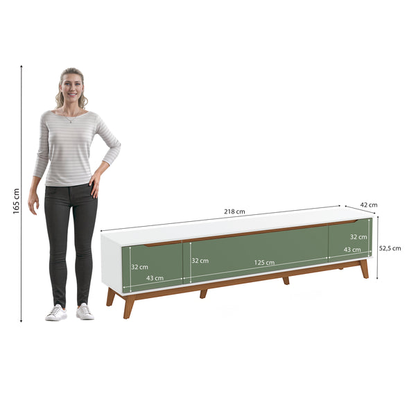 Mueble TV 85" Kappesberg 218cm con 3 Puertas Blanco/Verde