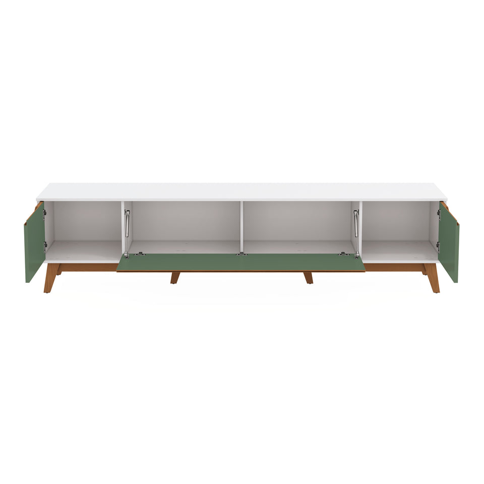 Mueble TV 85" 3 Puertas 218cm Blanco/Verde Kappesberg