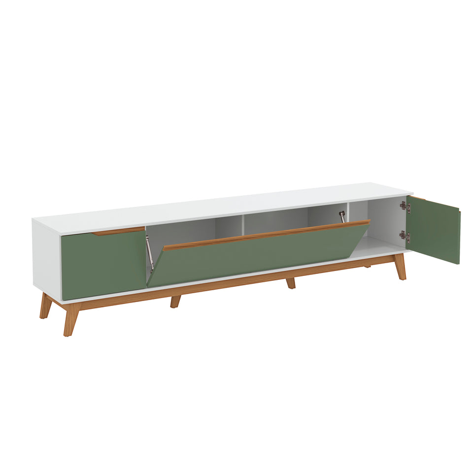 Mueble TV 85" Kappesberg 218cm con 3 Puertas Blanco/Verde