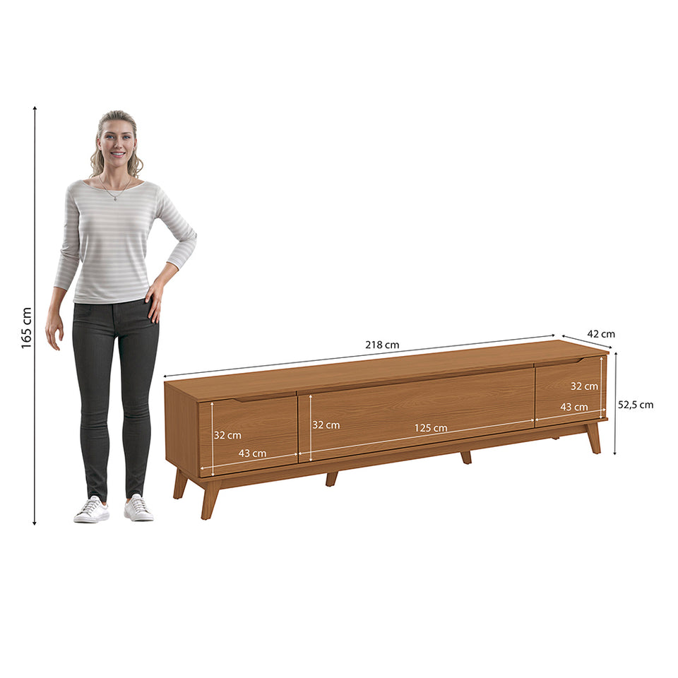Mueble TV 85" Kappesberg 218cm con 3 Puertas Canela
