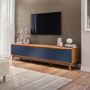 Mueble TV 85" Kappesberg 218cm con 3 Puertas Canela/Azul