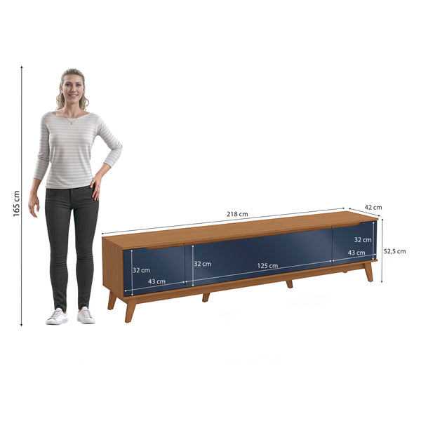 Rack TV Kappesberg 218cm Canela/Azul 3 Puertas