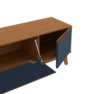 Mueble TV 85" Kappesberg 218cm con 3 Puertas Canela/Azul