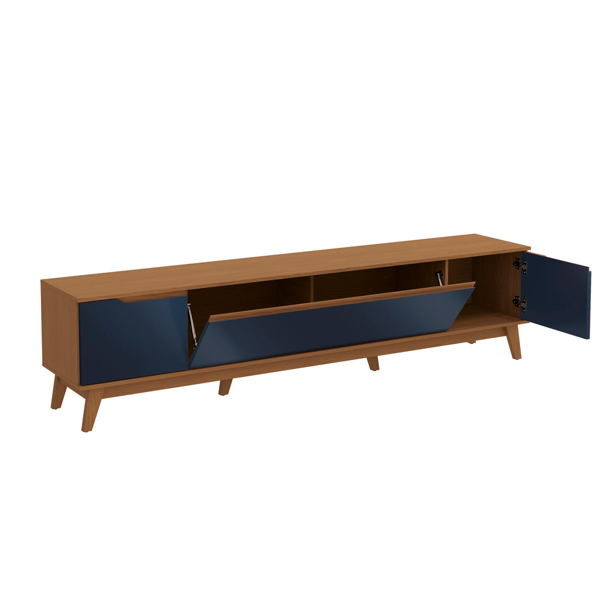 Mueble TV 85" Kappesberg 218cm con 3 Puertas Canela/Azul