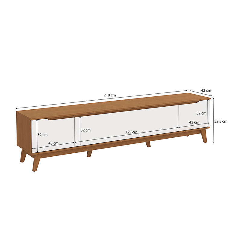 Mueble TV 85" Kappesberg 218cm con 3 Puertas Canela/Blanco