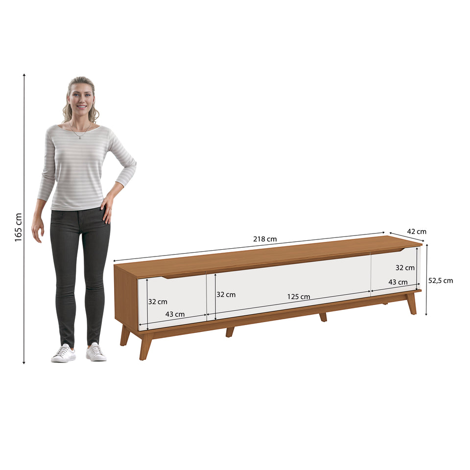 Rack TV 85" 218cm Canela/Blanco 3 Puertas Kappesberg