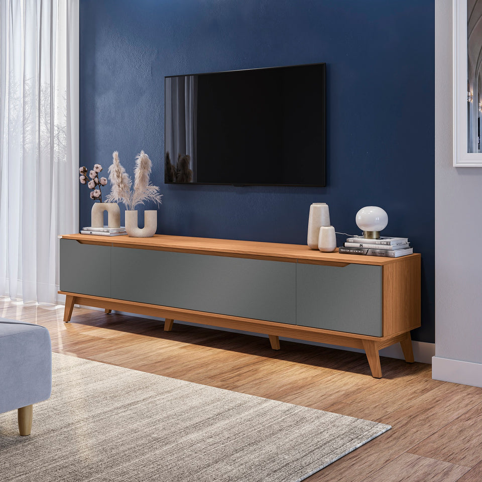 Mueble TV 85" Kappesberg 218cm con 3 Puertas Canela/Gris