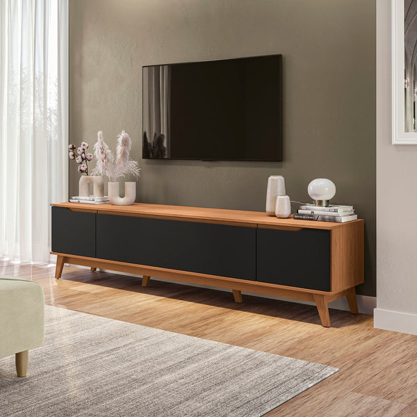 Mueble TV 85" Kappesberg 218cm con 3 Puertas Canela/Negro