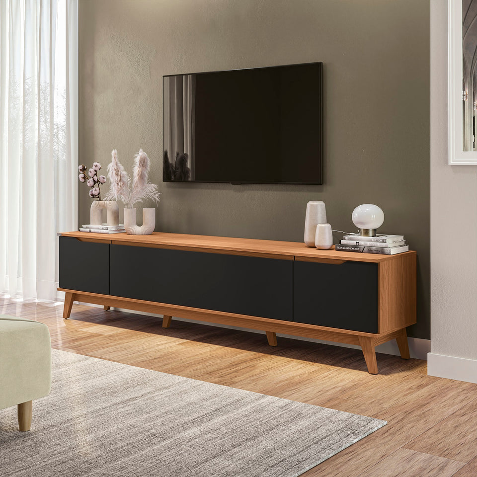 Mueble TV 85" Kappesberg 218cm con 3 Puertas Canela/Negro