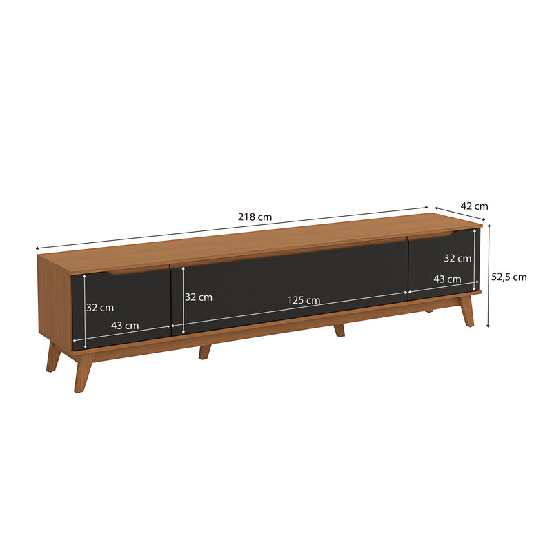 Mueble TV 85" Kappesberg 218cm con 3 Puertas Canela/Negro