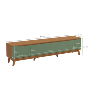 Mueble TV 85" Kappesberg 218cm con 3 Puertas Canela/Verde