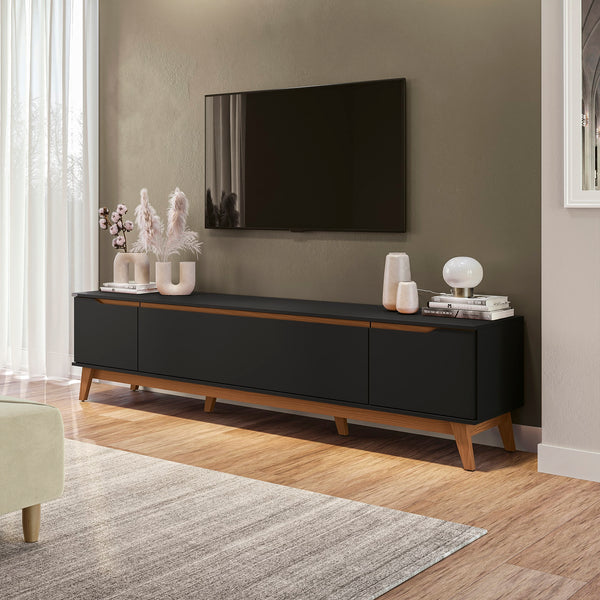 Mueble TV 85" Kappesberg 218cm con 3 Puertas Negro