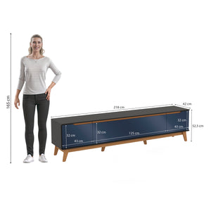 Mueble TV 85" Kappesberg 218cm con 3 Puertas Negro/Azul