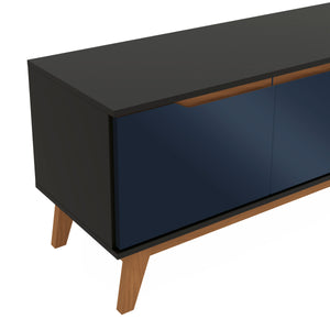 Mueble TV 85" Kappesberg 218cm con 3 Puertas Negro/Azul