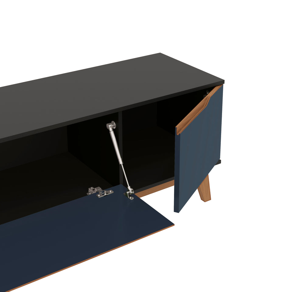 Mueble TV 85" Kappesberg 218cm con 3 Puertas Negro/Azul