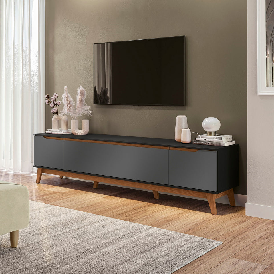 Mueble TV 85" Kappesberg 218cm con 3 Puertas Negro/Gris