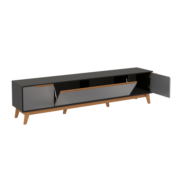 Mueble TV 85" Kappesberg 218cm con 3 Puertas Negro/Gris
