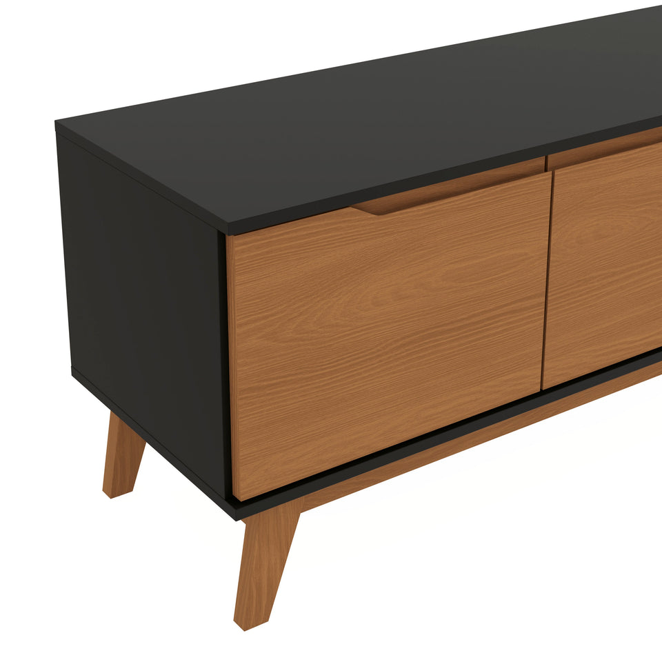 Mueble TV 85" Kappesberg 218cm con 3 Puertas Negro/Canela