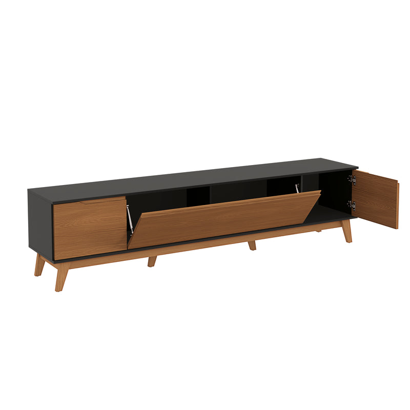 Mueble TV 85" Kappesberg 218cm con 3 Puertas Negro/Canela